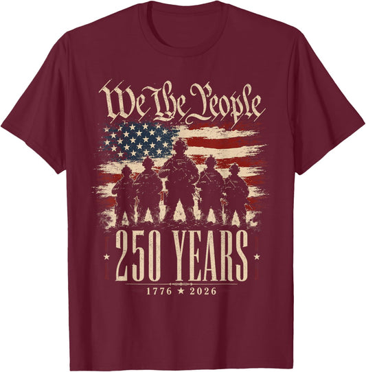 America 250th Anniversary USA Patriotic 4th of July Men T-Shirt - T-Shirt | Maroon