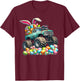 Boys Happy Easter Monster Truck Easter Eggs Hunt Toddler Kid T-Shirt - T-Shirt | Maroon