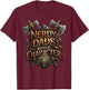 Nerdy Dads Build Character Funny RPG Dice Tabletop Gamer T-Shirt - T-Shirt | Maroon