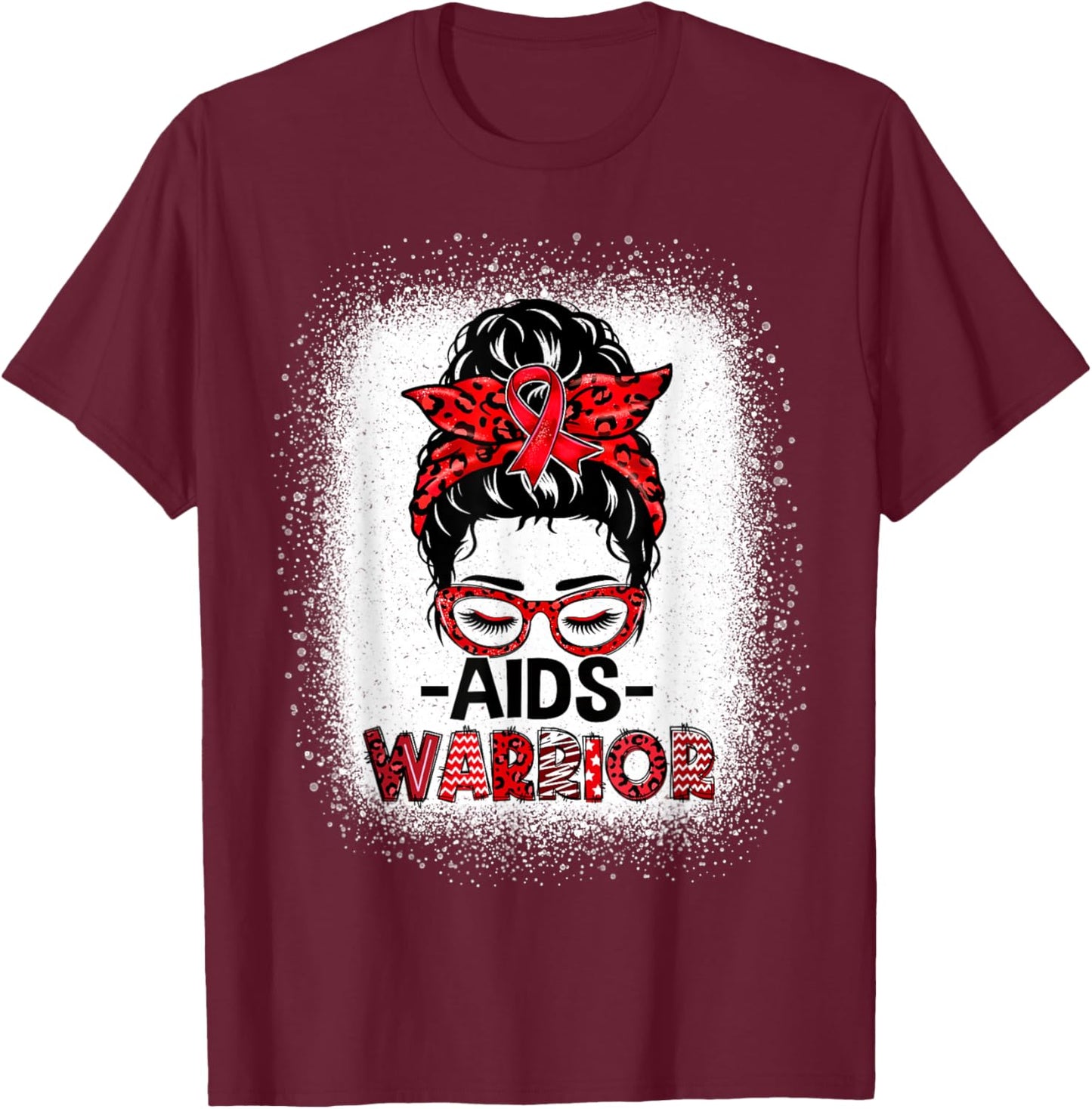 Aids Warrior Red Ribbon World Aids Day Hiv Aids Awareness T-Shirt - T-Shirt | Maroon