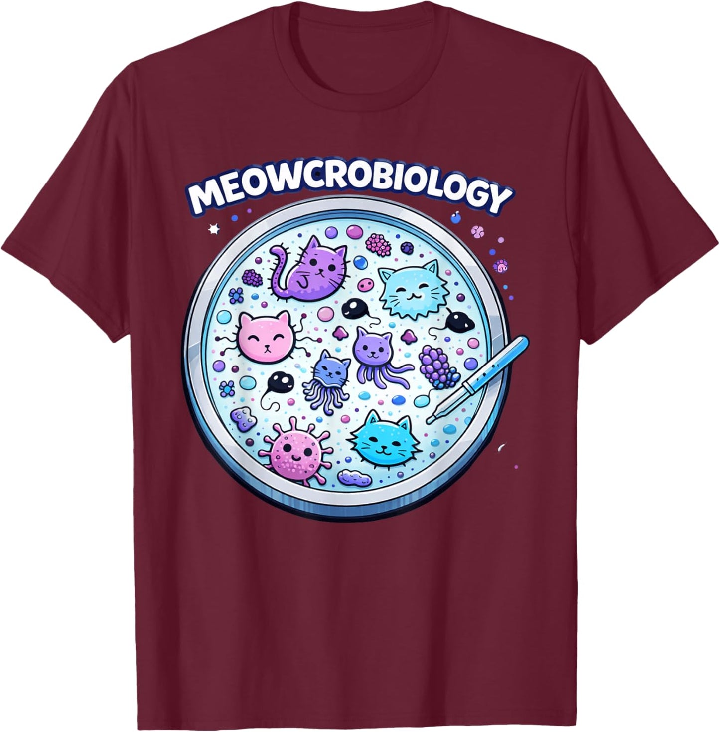 Wissenschaftliche Grafik von Meowcrobiology Cute Cat T-Shirt - T-Shirt | Maroon