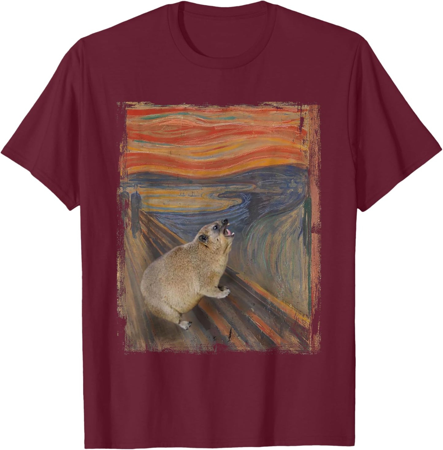 Hyrax Scream Meme Vintage Awawa Hyrax Lover T-Shirt - T-Shirt | Maroon