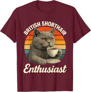 Britannique Amateur de Cheveux Courts pour Chat Maman British Shorthair T-Shirt - T-Shirt | Maroon