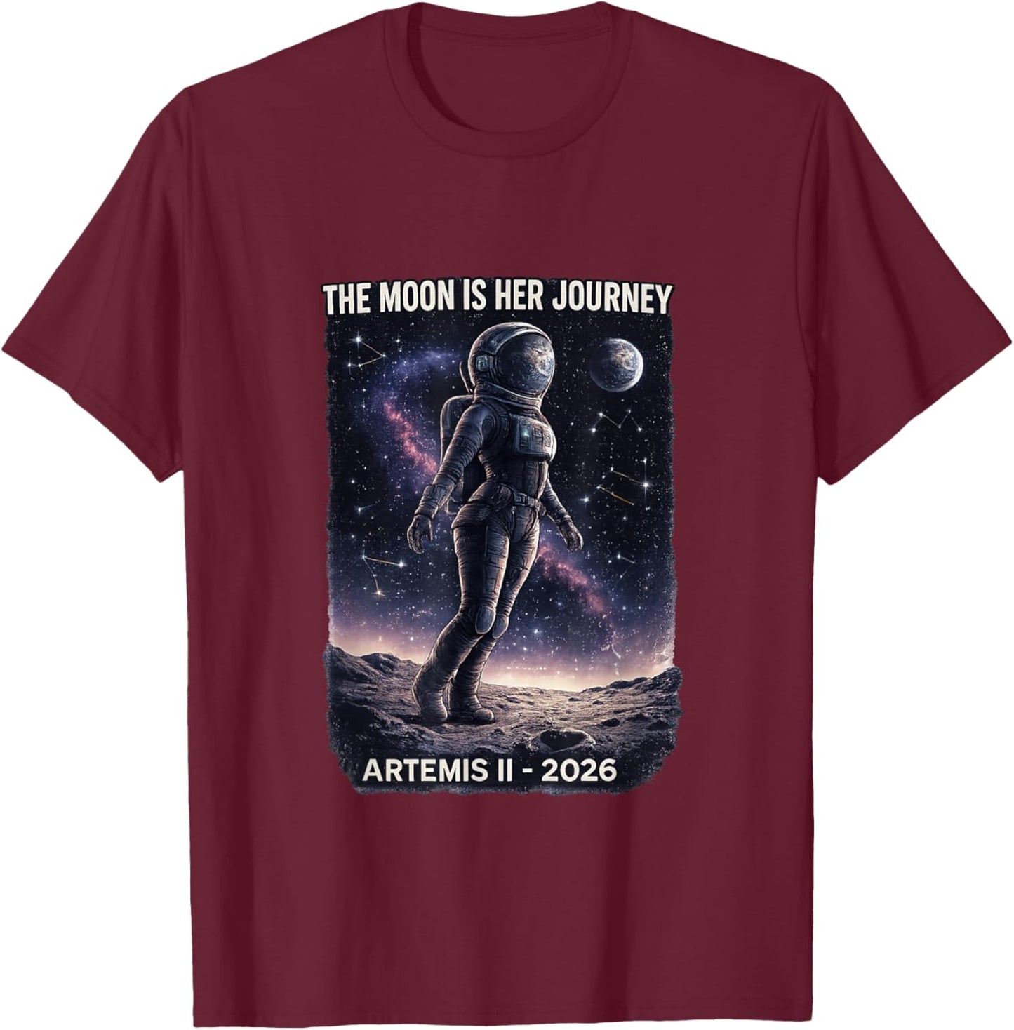 Artemis 2 Space Damen Mädchen T-Shirt - T-Shirt | Maroon