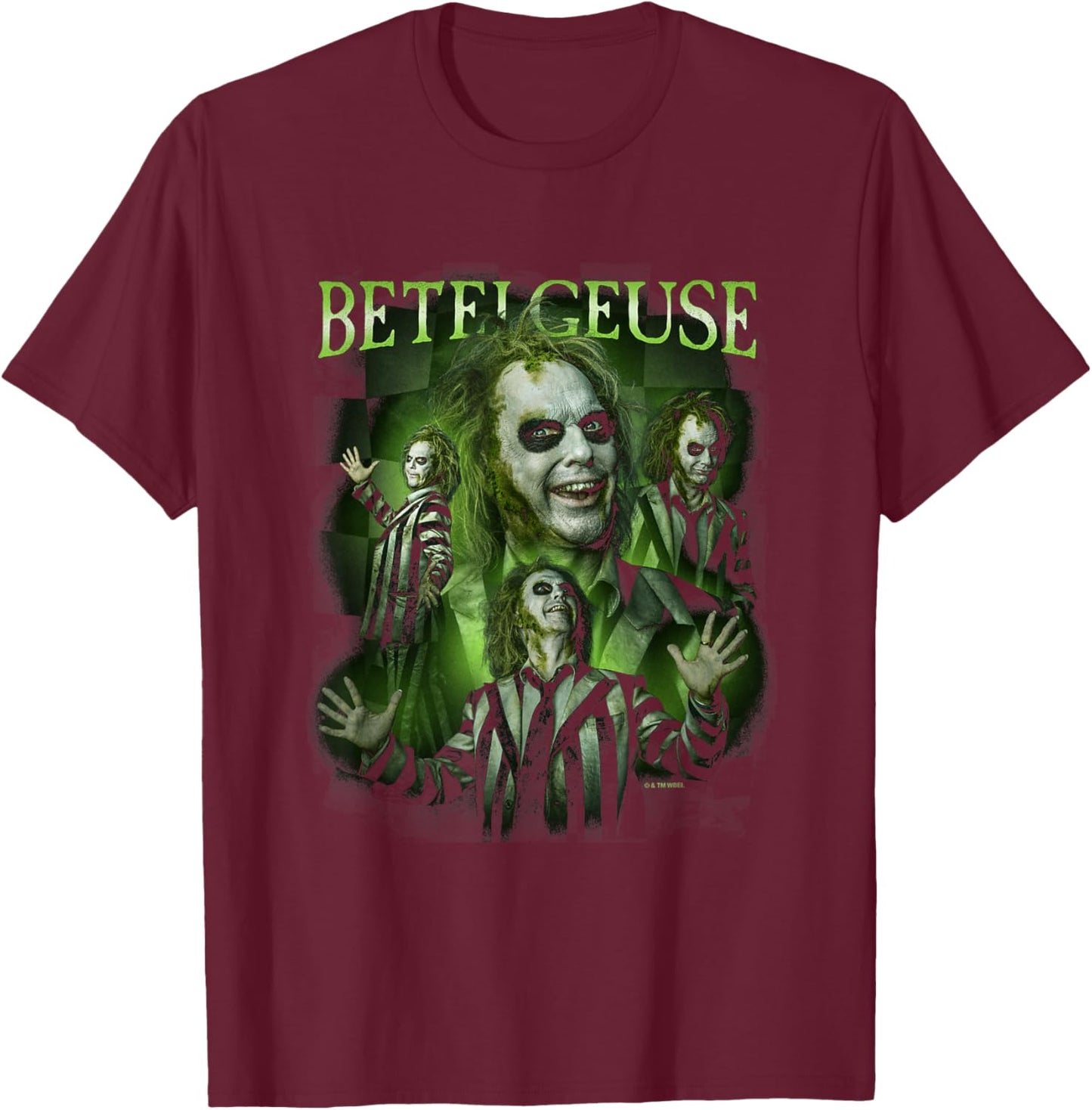 Beetlejuice Beetlejuice Betelgeuse Many Poses Collage Retro T-Shirt - T-Shirt | Maroon