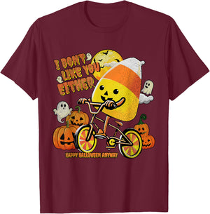 Halloween Costume Team Candy Corn I Don't Like You Either T-Shirt - T-Shirt | Maroon