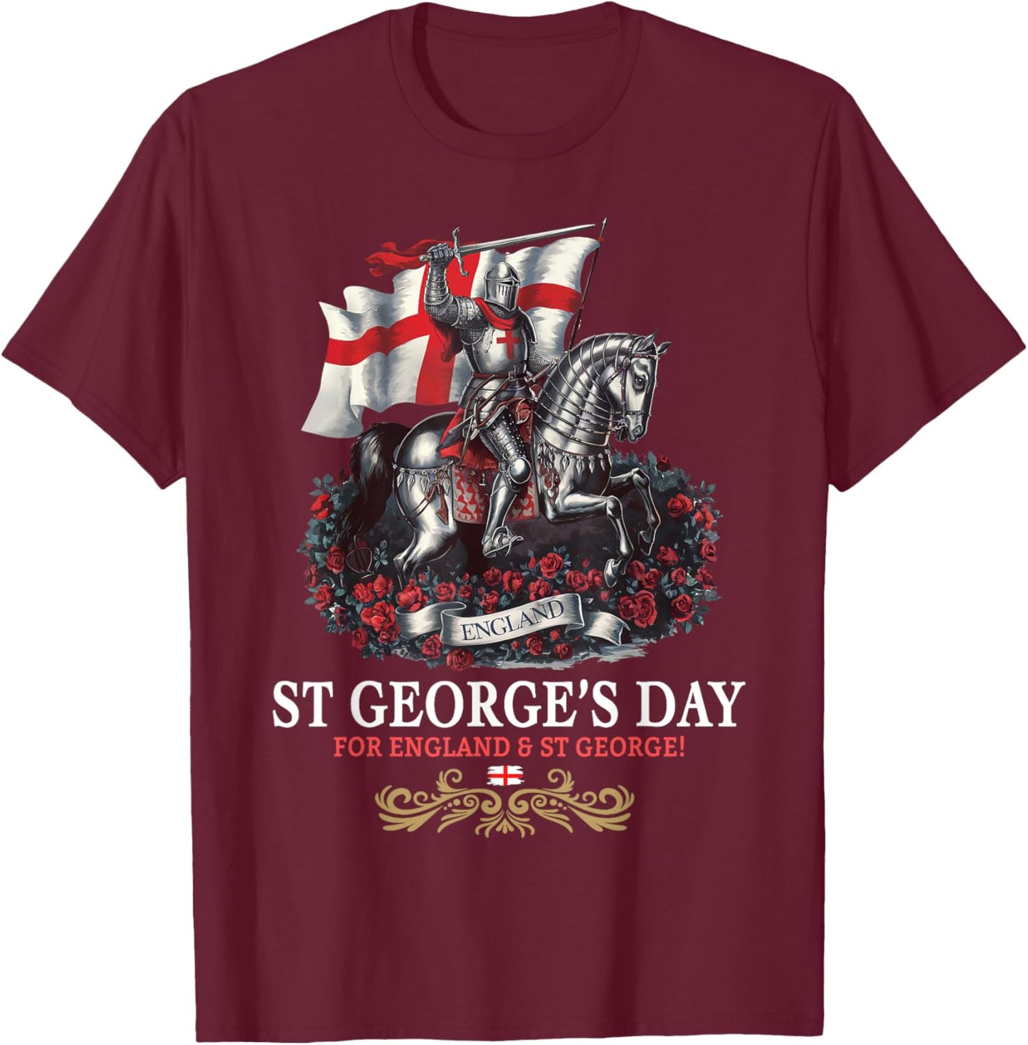 St Georges Day Outfit Idea Men & Knight Horse Saint George T-Shirt - T-Shirt | Maroon