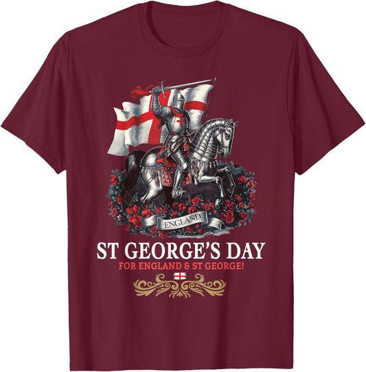 St Georges Day Outfit Idea Men & Knight Horse Saint George T-Shirt - T-Shirt | Maroon