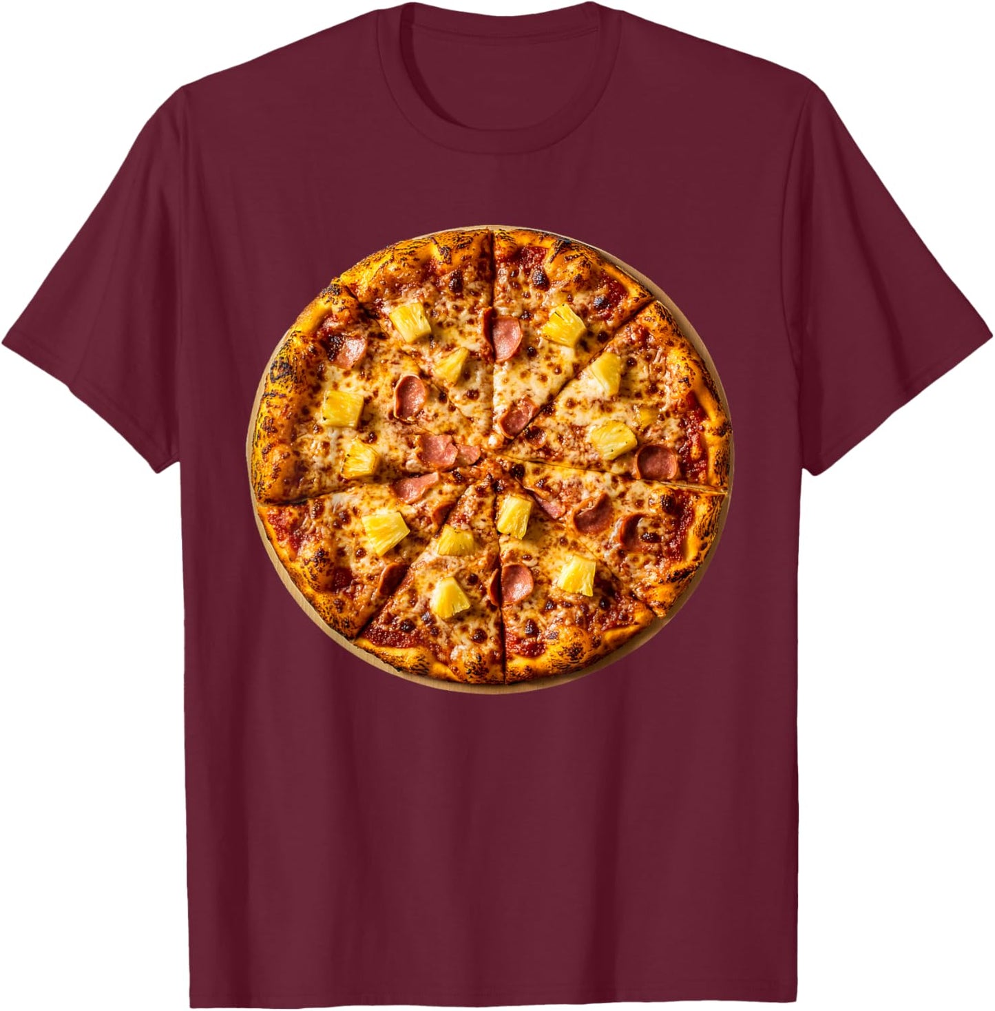 Huge Hawaiian Pizza Graphic for Birthdays, Costumes and Fun T-Shirt - T-Shirt | Maroon