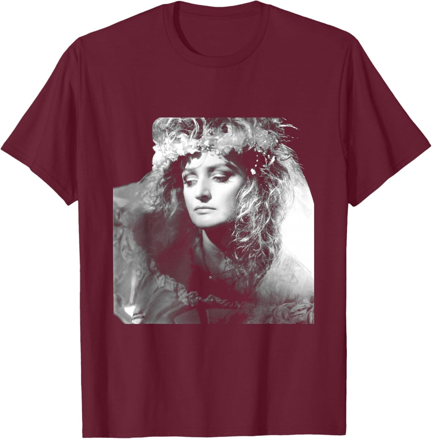 Singer Bonnie Tyler Floral Headdress By Simon Fowler T-Shirt - T-Shirt | Maroon