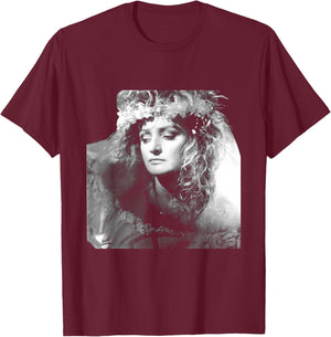 Singer Bonnie Tyler Floral Headdress By Simon Fowler T-Shirt - T-Shirt | Maroon