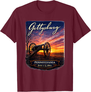Gettysburgs National Parks Battlefield Tours Historical Joke T-Shirt - T-Shirt | Maroon