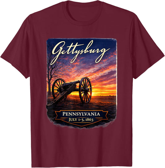 Gettysburgs National Parks Battlefield Tours Historical Joke T-Shirt - T-Shirt | Maroon