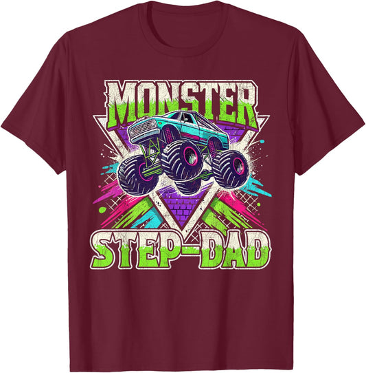 Matching Monster Truck Costume Jam Birthday Monster Step-dad T-Shirt - T-Shirt | Maroon
