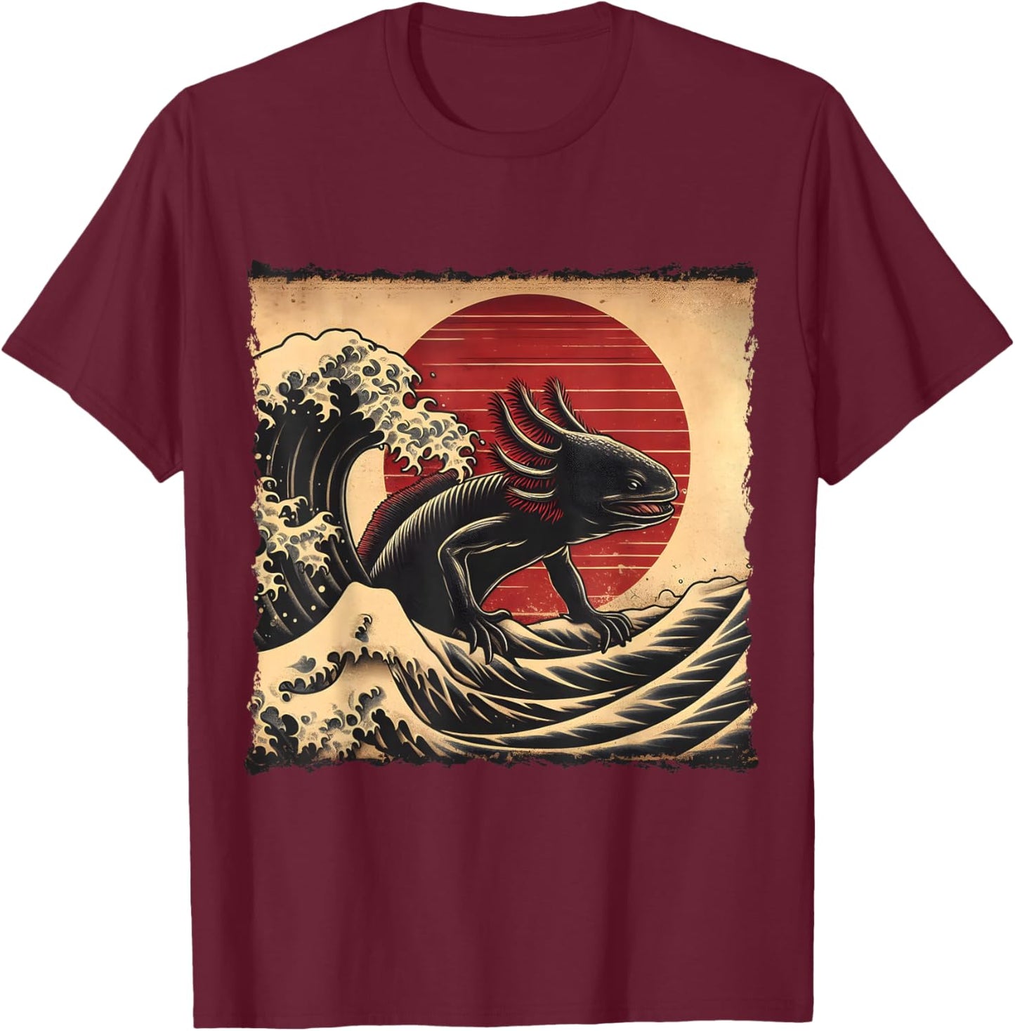 Retro Vintage Axolotl Kaiju Monster Japan Art Anime Lover T-Shirt - T-Shirt | Maroon