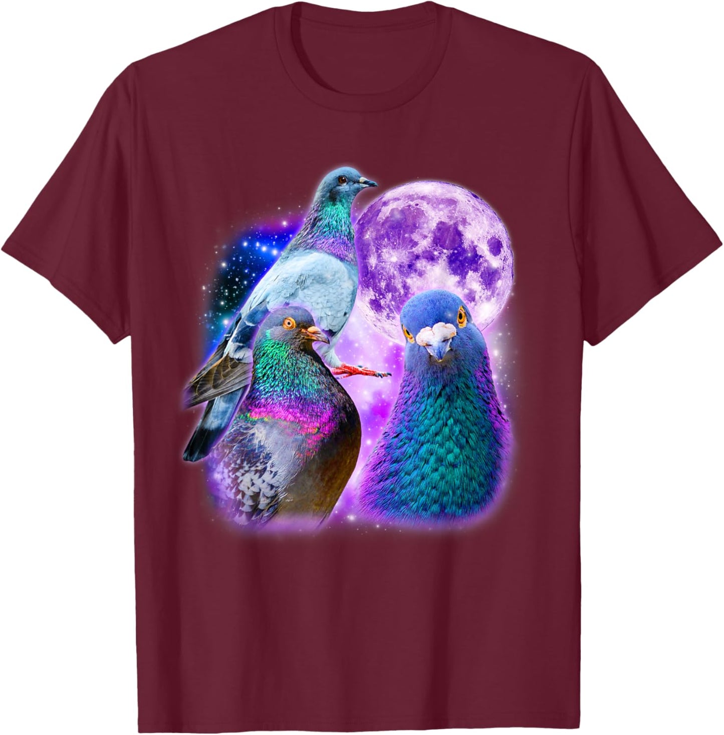 DREI Tauben Lustige Tauben Mond Meme Witz Ironisch Sarkastisch T-Shirt - T-Shirt | Maroon