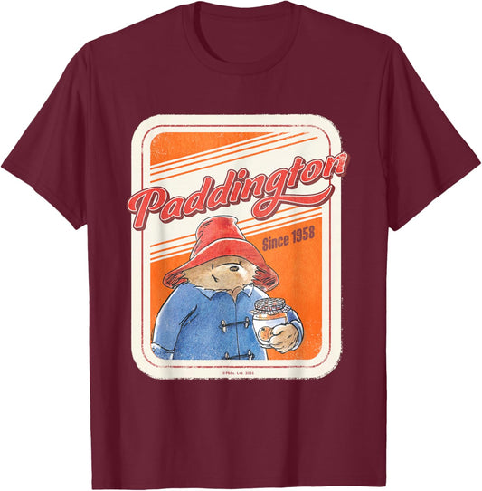 Paddington Bear Retro Illustration Classic Since 1958 T-Shirt - T-Shirt | Maroon