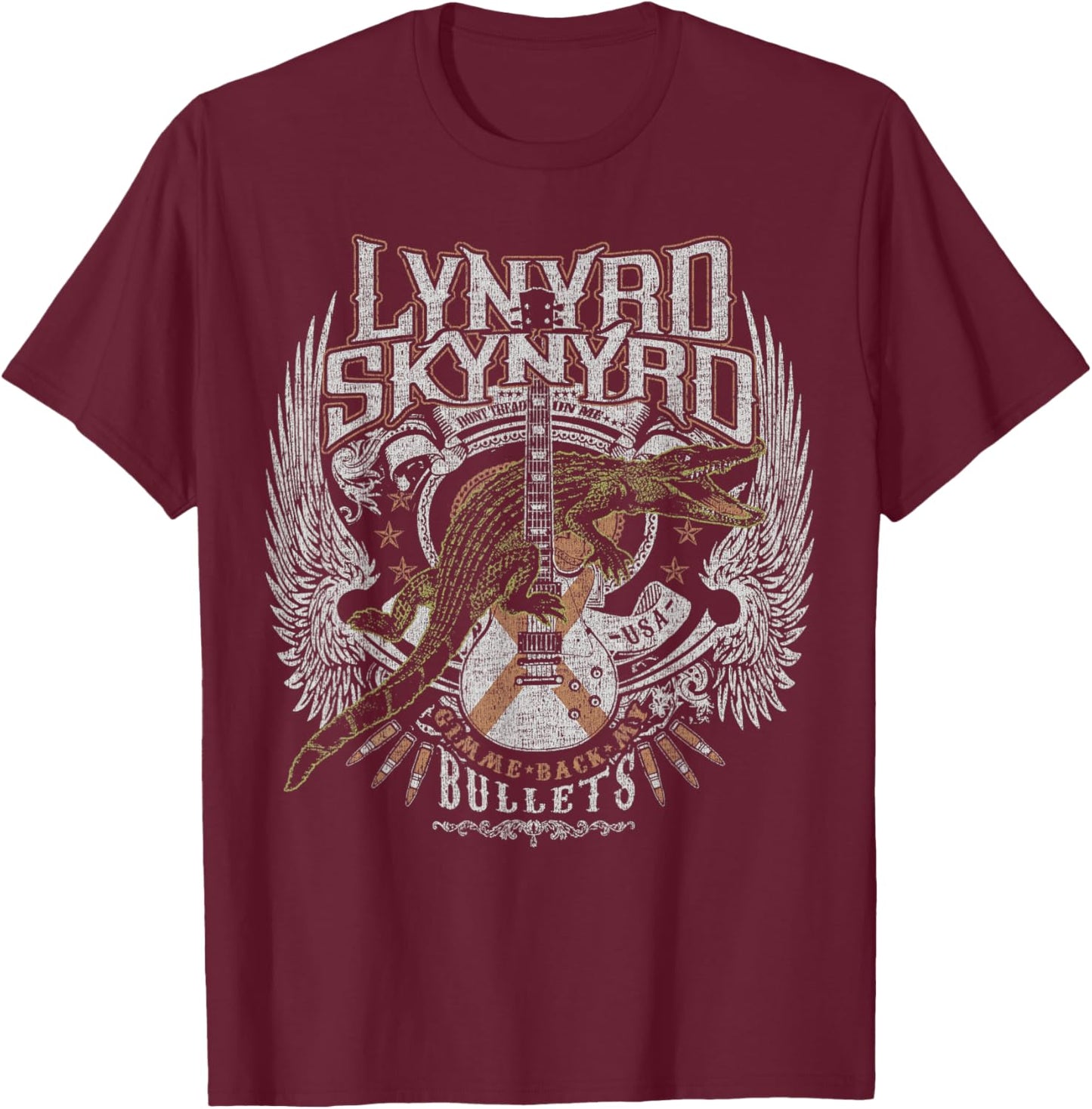 Lynyrd Skynyrd Croc Rock Bullet Southern Country Walk On Me T-Shirt - T-Shirt | Maroon