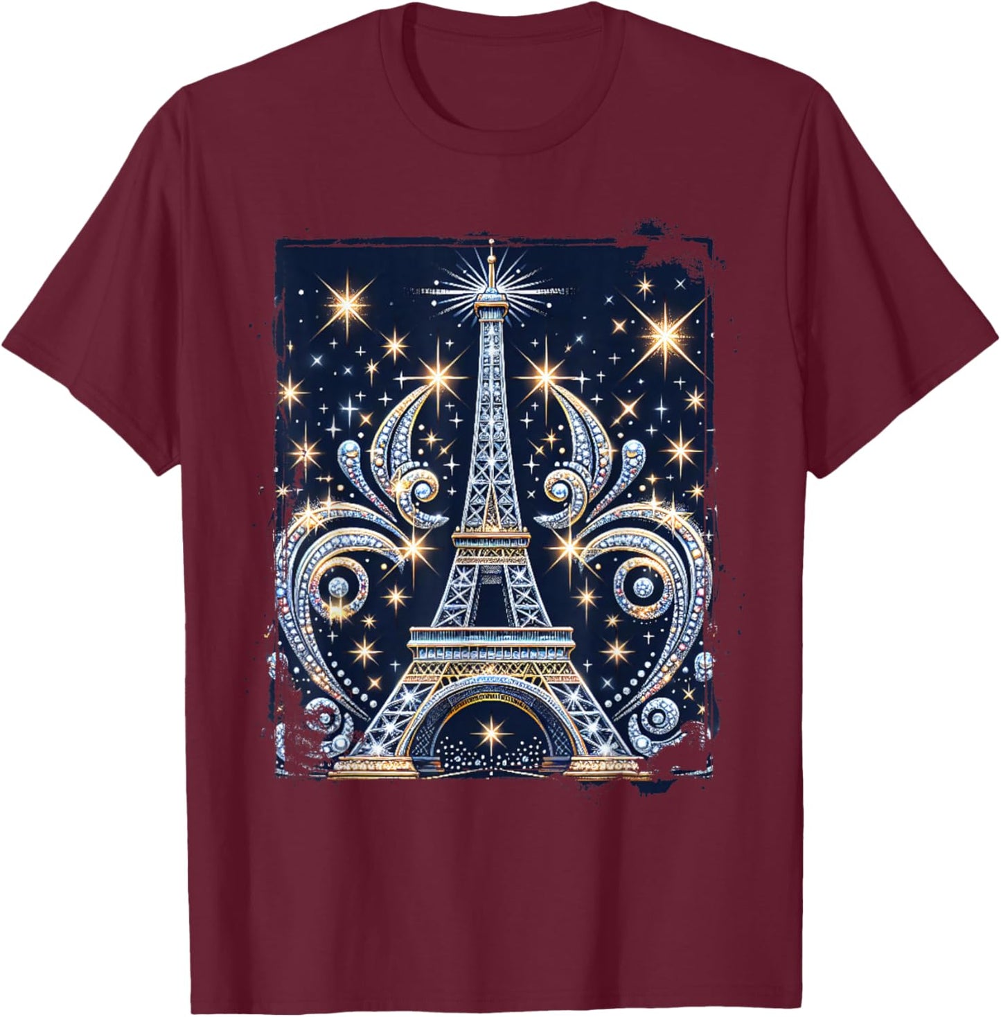 Eiffel Tower Diamonds Costume France Parisian Souvenir Paris T-Shirt - T-Shirt | Maroon
