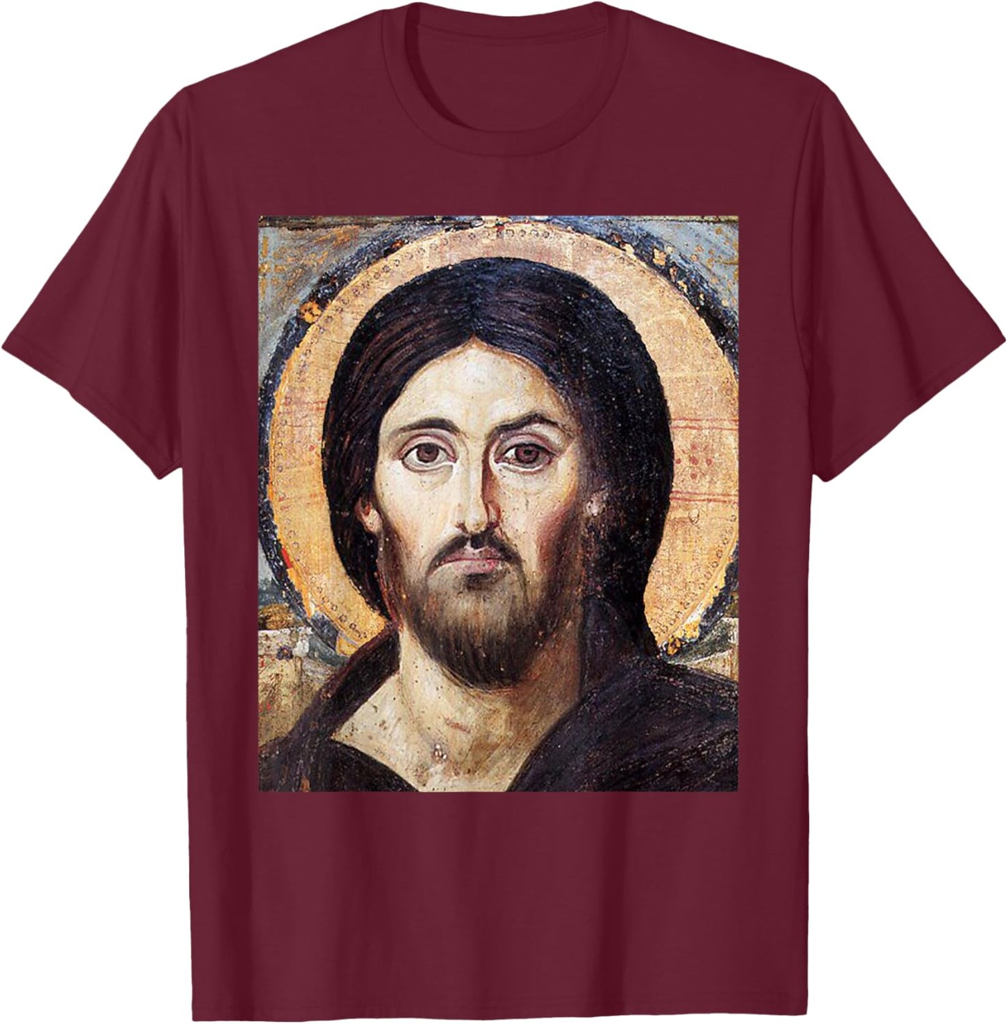 Jesus Christ Pantocrator Icon St. Catherine's Monastery T-Shirt - T-Shirt | Maroon