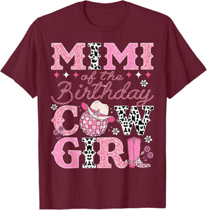 Mimi Of The Birthday CowGirl Rodeo Mimi Bday Party T-Shirt - T-Shirt | Maroon
