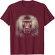 Mandrill Baboon Head Graphic Artwork Design T-Shirt - T-Shirt | Maroon
