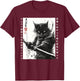 Vintage Japanese Samurai Cat - Retro Ukiyo-e Artwork T-Shirt - T-Shirt | Maroon