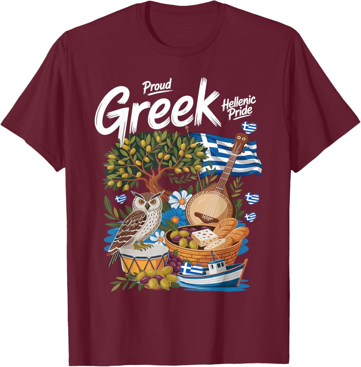 Greek Flag Outfit Idea for Kids with Hellenic Greece Roots T-Shirt - T-Shirt | Maroon