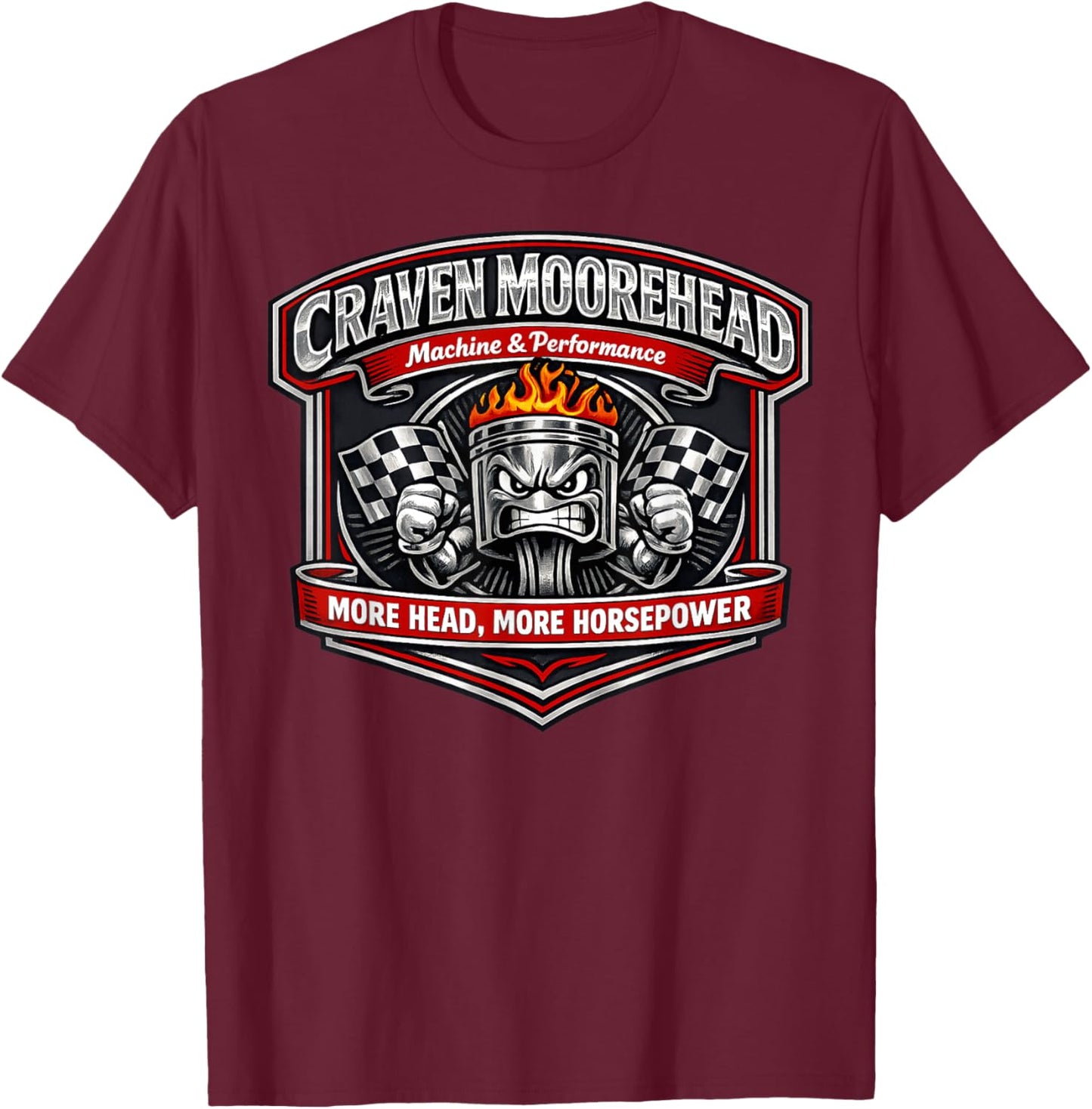 Craven Moorehead Car Mechanic Funny Adult Humor Novelty T-Shirt - T-Shirt | Maroon