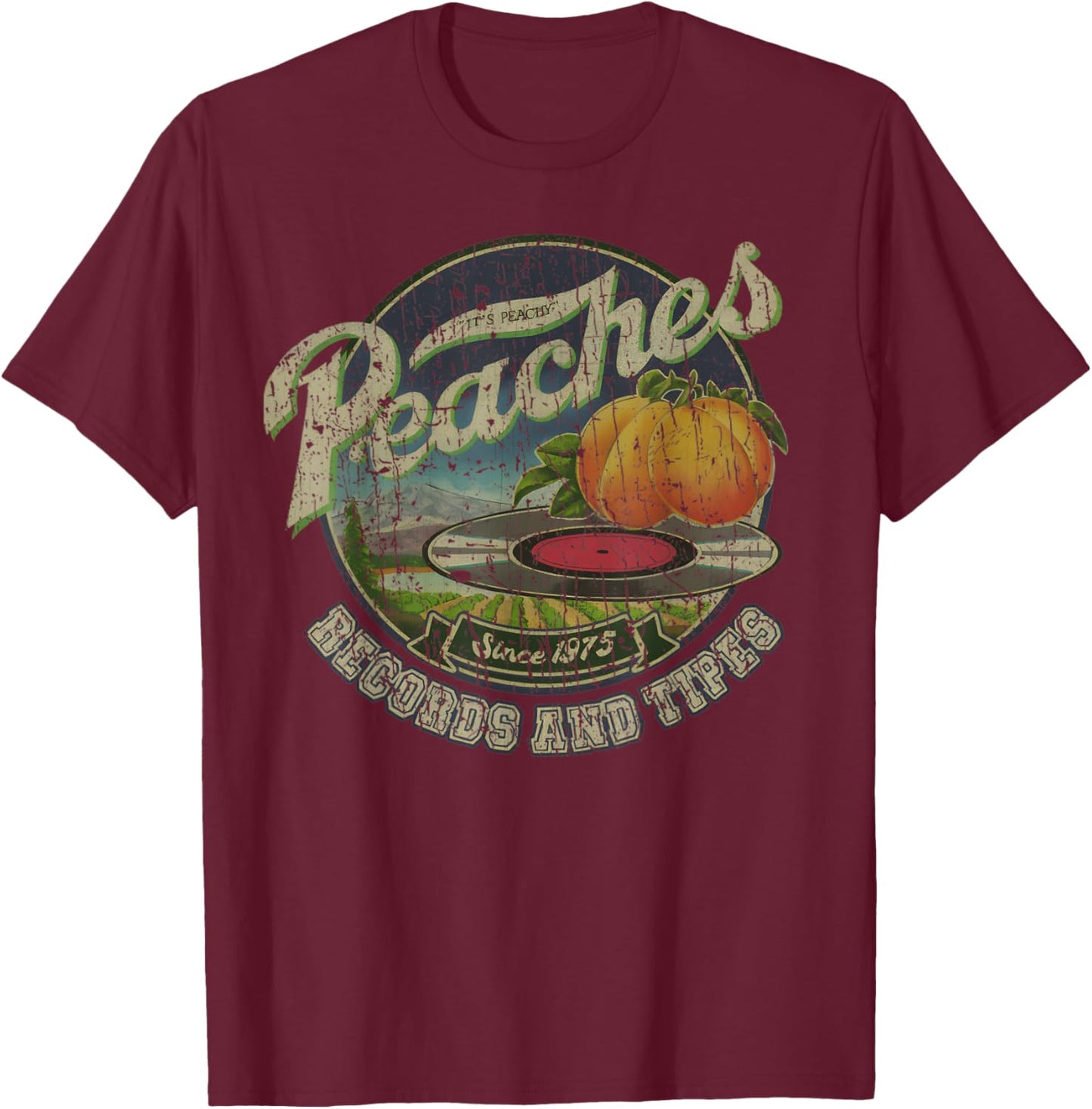 RETRO STYLE Peaches Records 70S Tapes T-Shirt - T-Shirt | Maroon