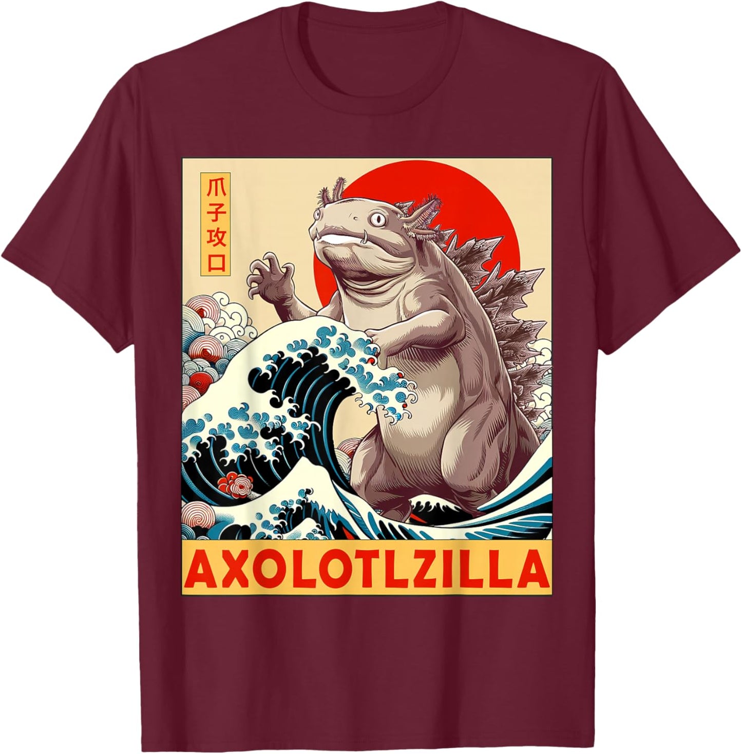 Axolotl Japanese Art Funny Axolotl Gifts Women Kid T-Shirt - T-Shirt | Maroon