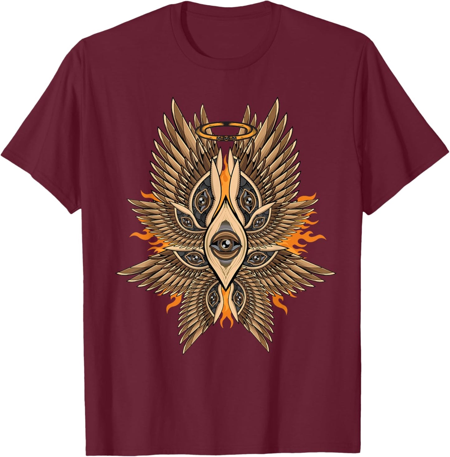 Biblically Accurate Angel Ophanim Mystical Wings T-Shirt - T-Shirt | Maroon