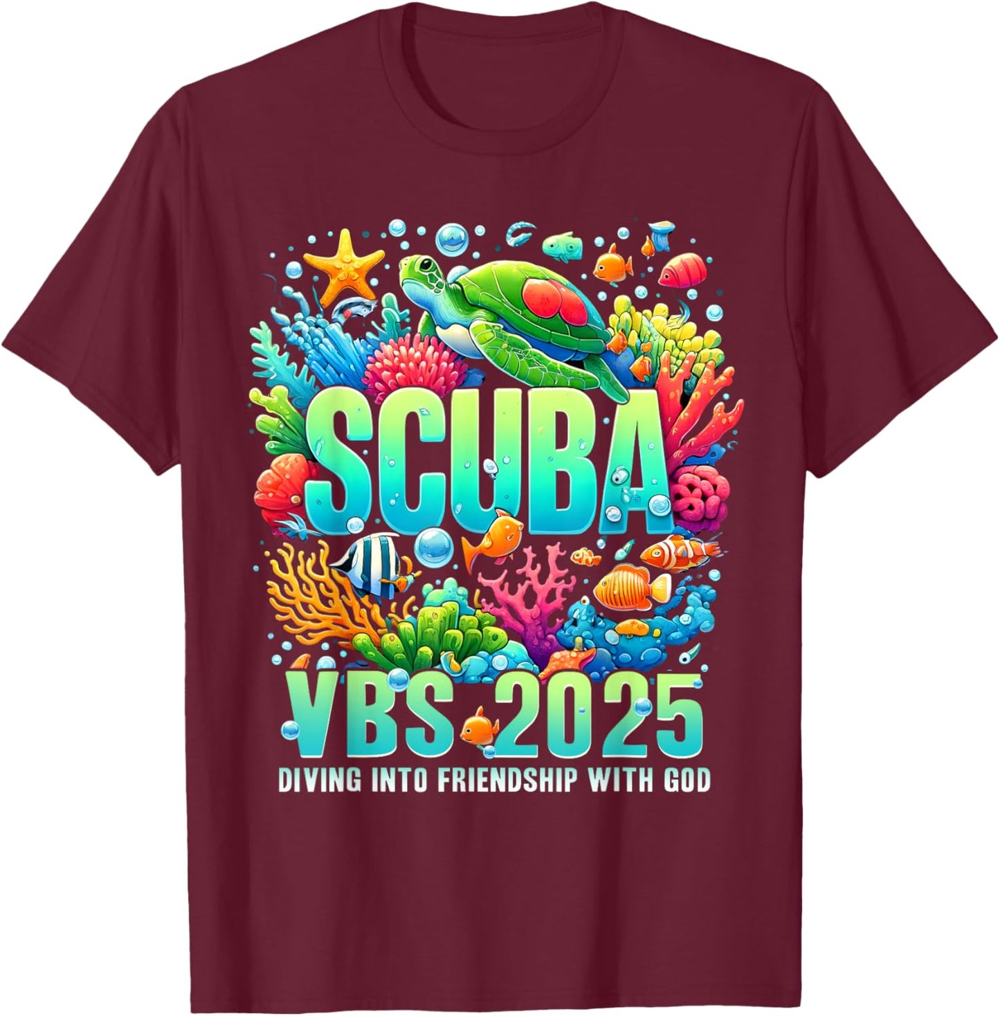 VBS 2025 Squad Scuba Diving Into Friendship With God T-Shirt - T-Shirt | Maroon