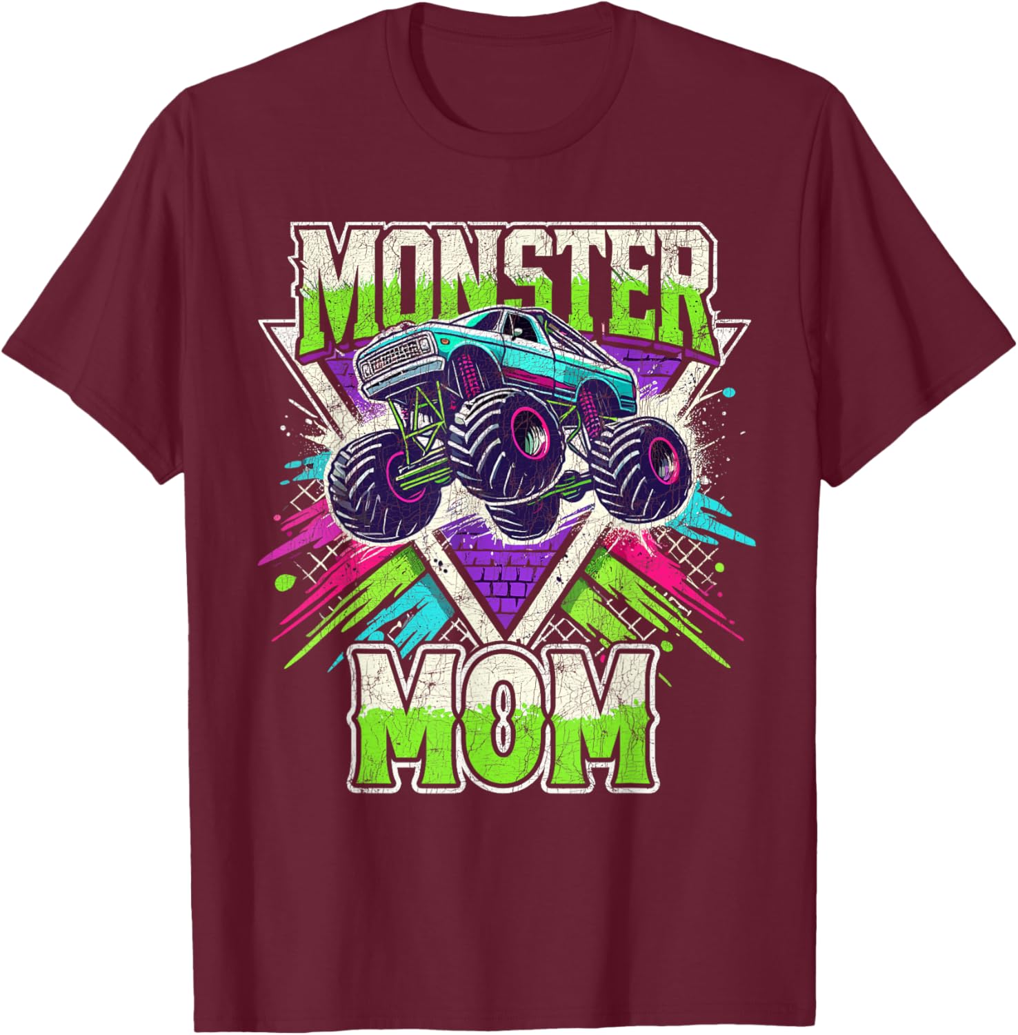 Matching Monster Truck Costume, Jam Birthday Monster Mom T-Shirt - T-Shirt | Maroon