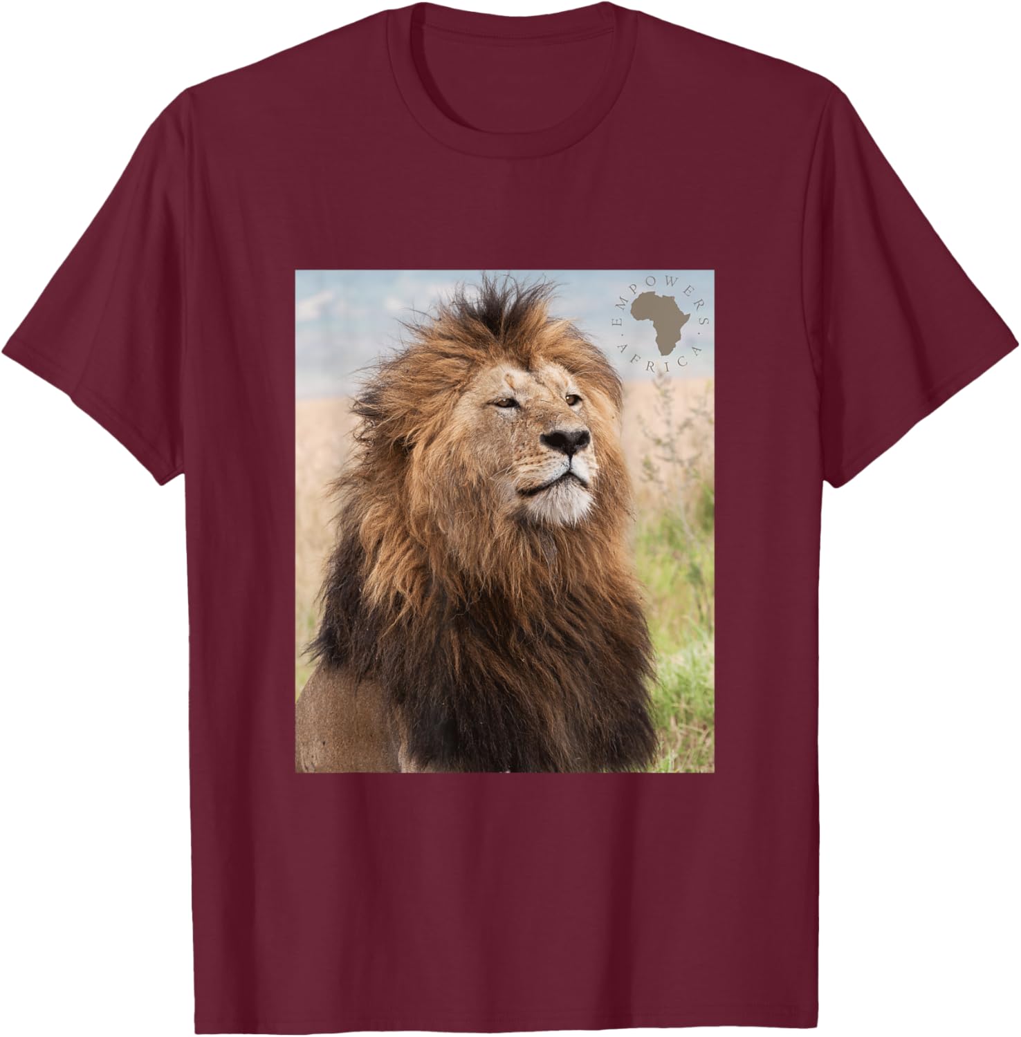 African Lion Pride T-Shirt - T-Shirt | Maroon
