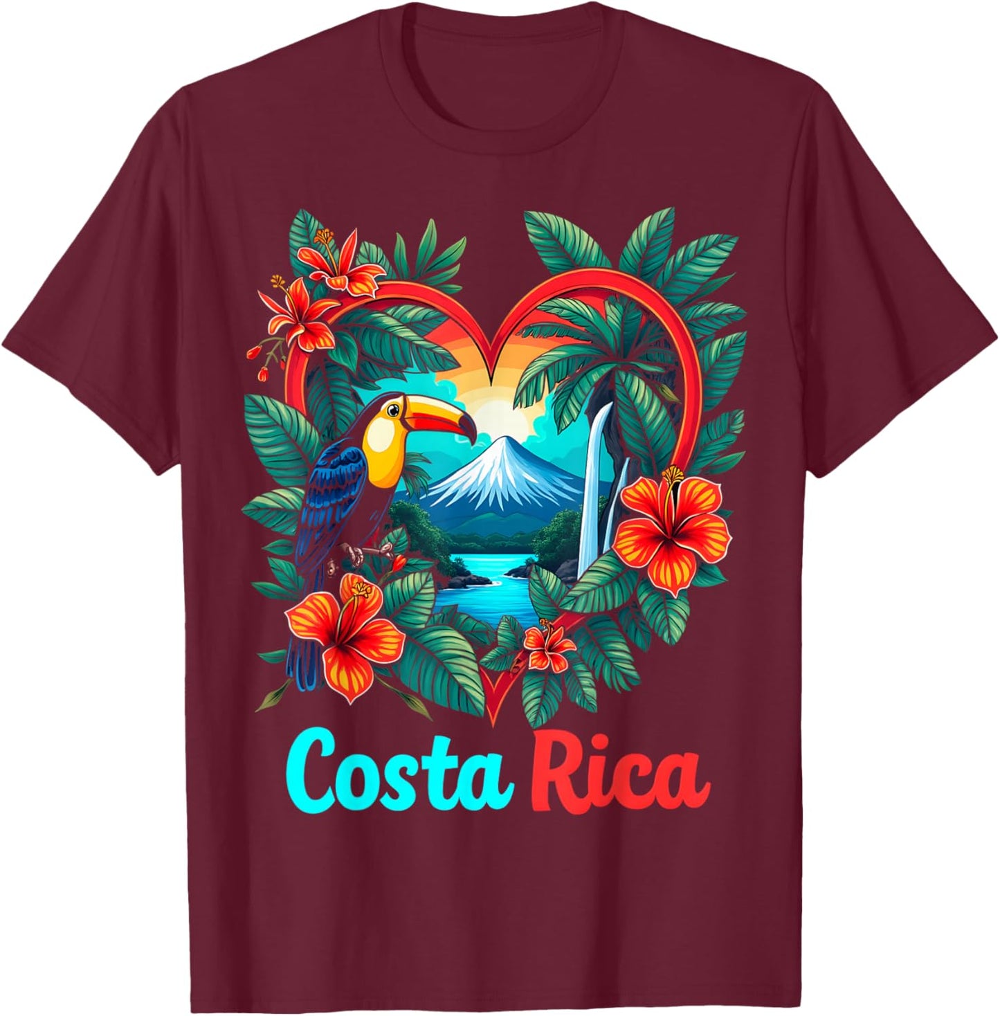 Costa Rica Tropical T-Shirt - T-Shirt | Maroon