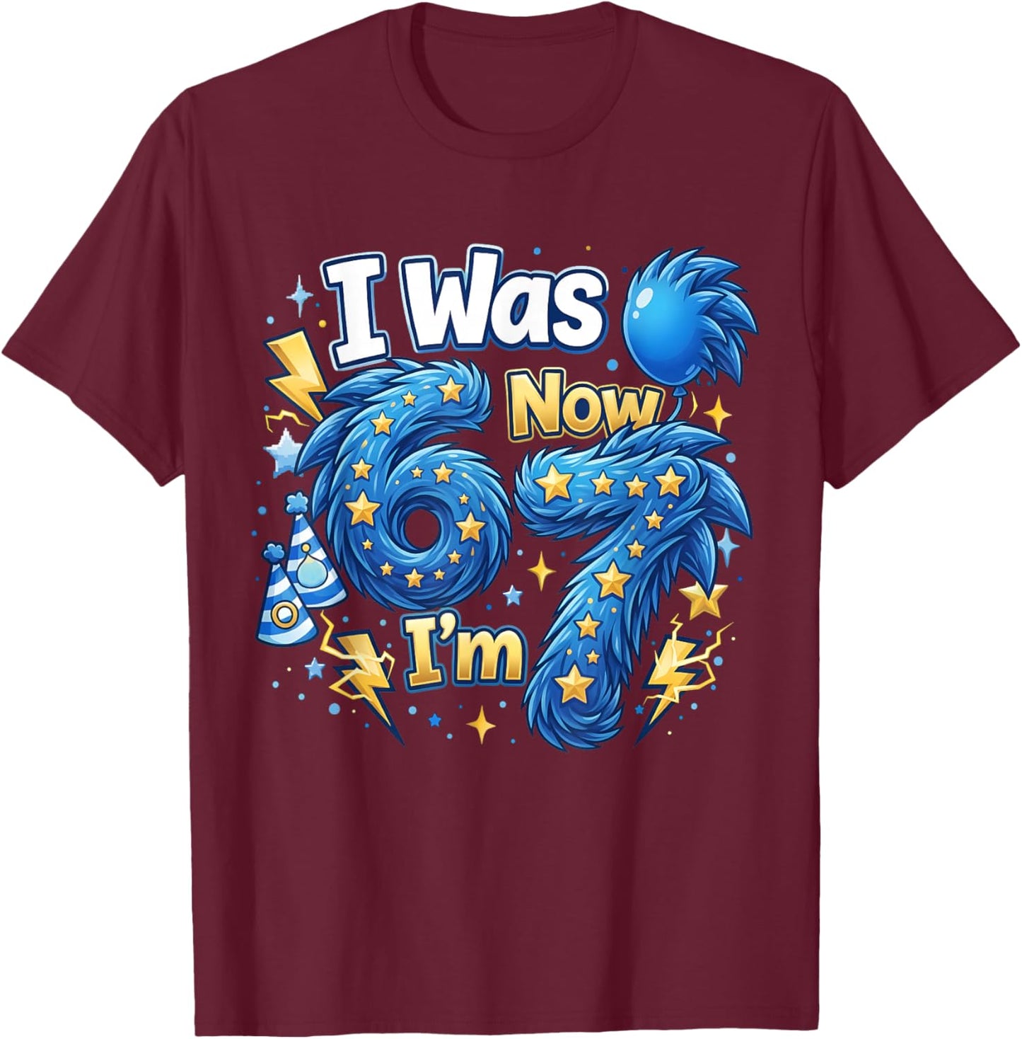Retro I was 6 Now I'm 7 Six Seven Birthday 6 7 Birthday Boys T-Shirt - T-Shirt | Maroon