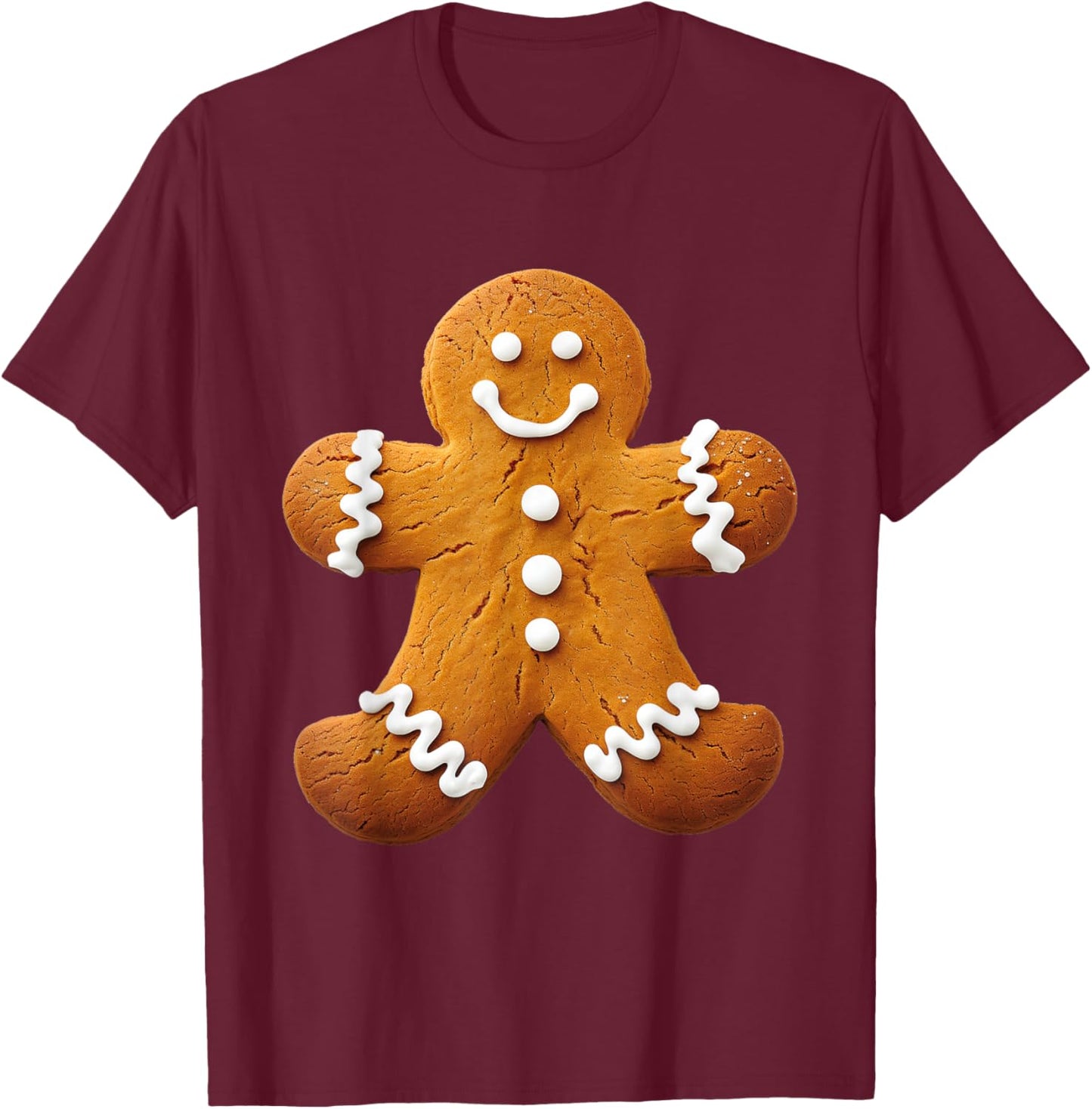 Gingerbread Man Costume Funny Halloween Christmas Graphic T-Shirt - T-Shirt | Maroon