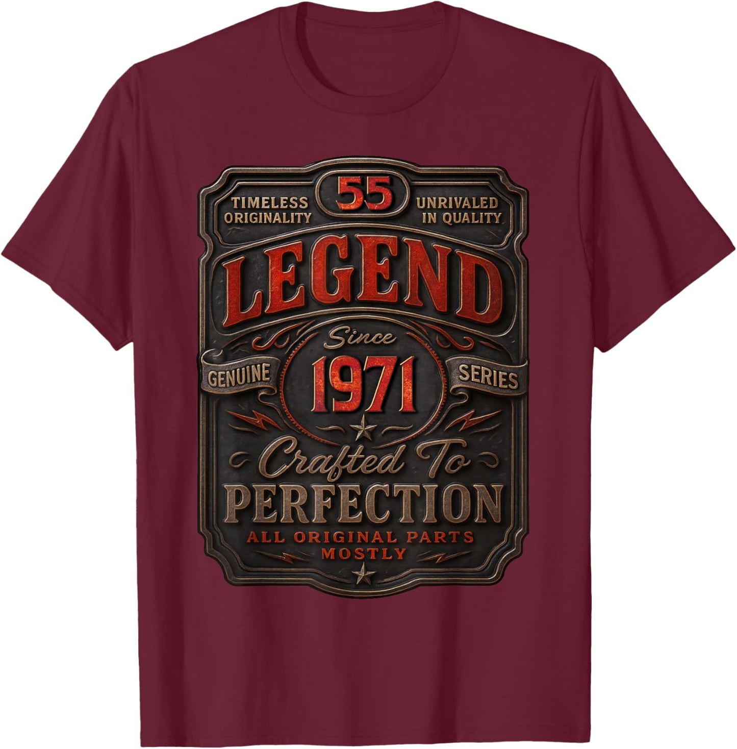 Vintage 1971 Limited Edition Shirt 55 Year Old 55th Birthday T-Shirt - T-Shirt | Maroon