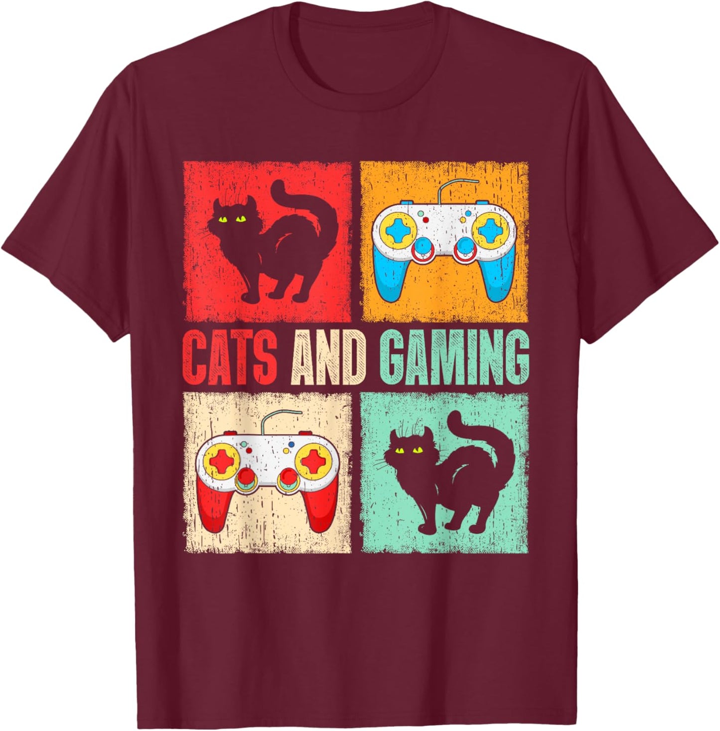 Cats And Gaming For The Cat Lover Gamer Video Game Player Women Kids T-Shirt - T-Shirt | Maroon