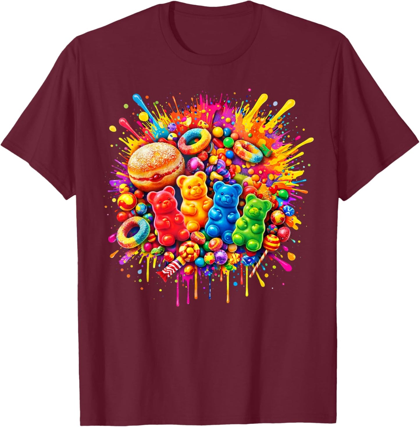 Colourful Candy Lollipop Costume Women's Sweets Carnival T-Shirt - T-Shirt | Maroon