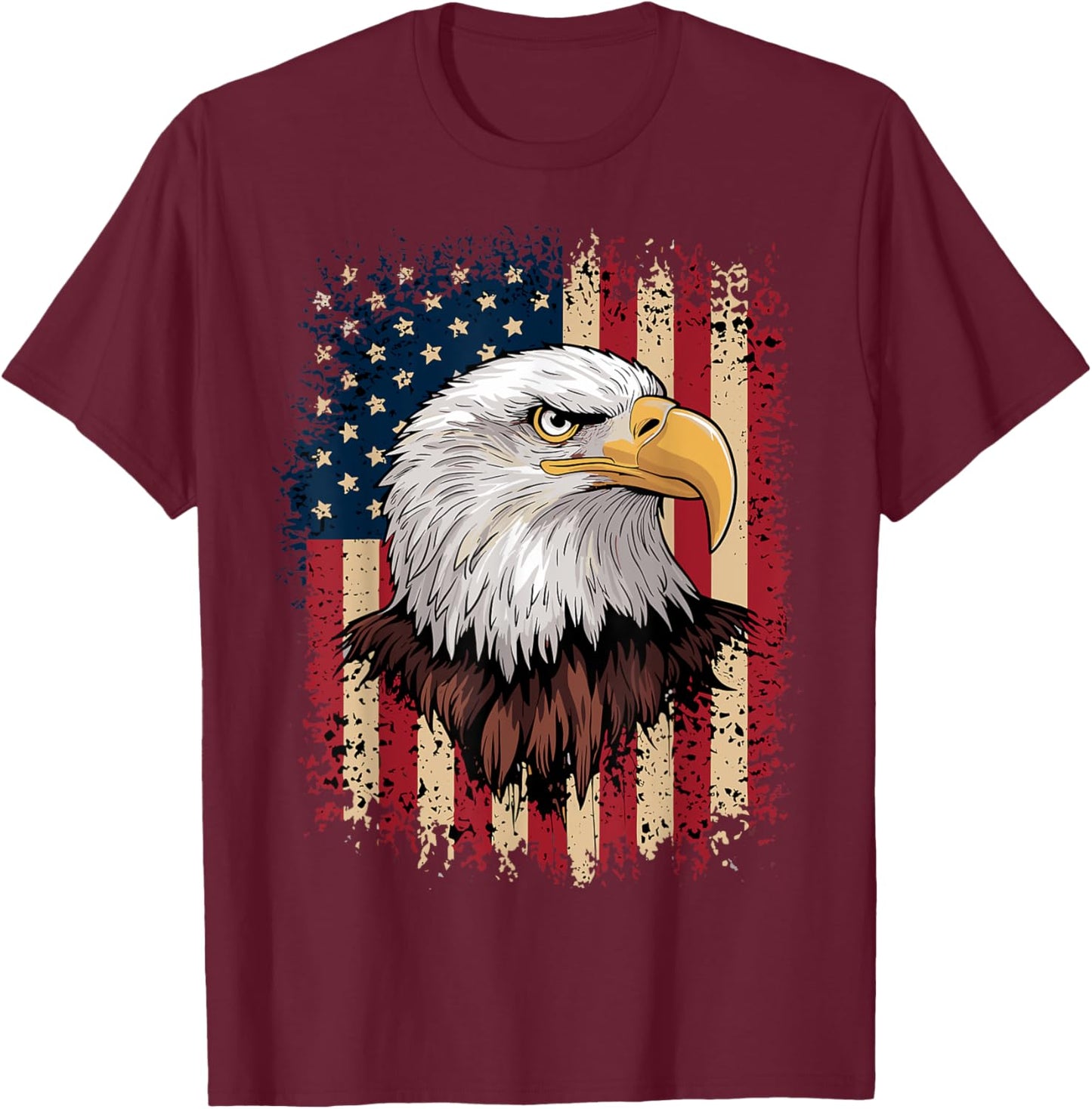 American Flag Bald Eagle Patriotic T-Shirt - T-Shirt | Maroon
