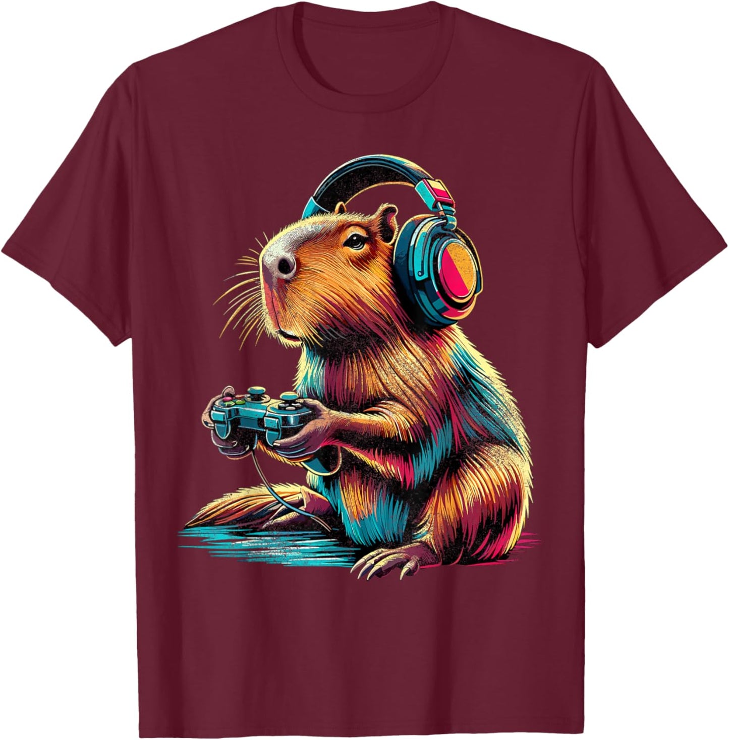 Capybara Funny Video Games Capybara T-Shirt - T-Shirt | Maroon