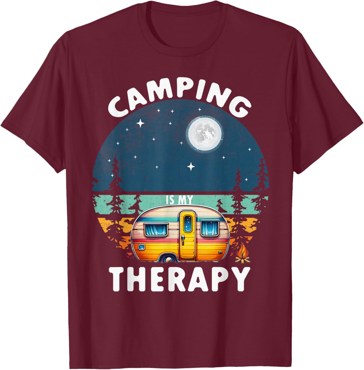 Camping Is My Therapy T-Shirt - T-Shirt | Maroon