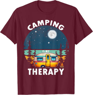 Camping Is My Therapy T-Shirt - T-Shirt | Maroon
