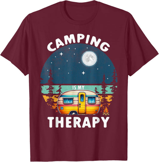 Camping Is My Therapy T-Shirt - T-Shirt | Maroon