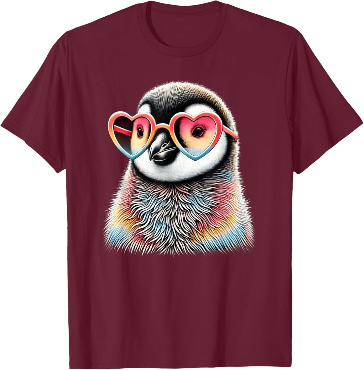 Cute Valentines Day Penguin Heart Sunglasses Boys Girls Kids T-Shirt - T-Shirt | Maroon