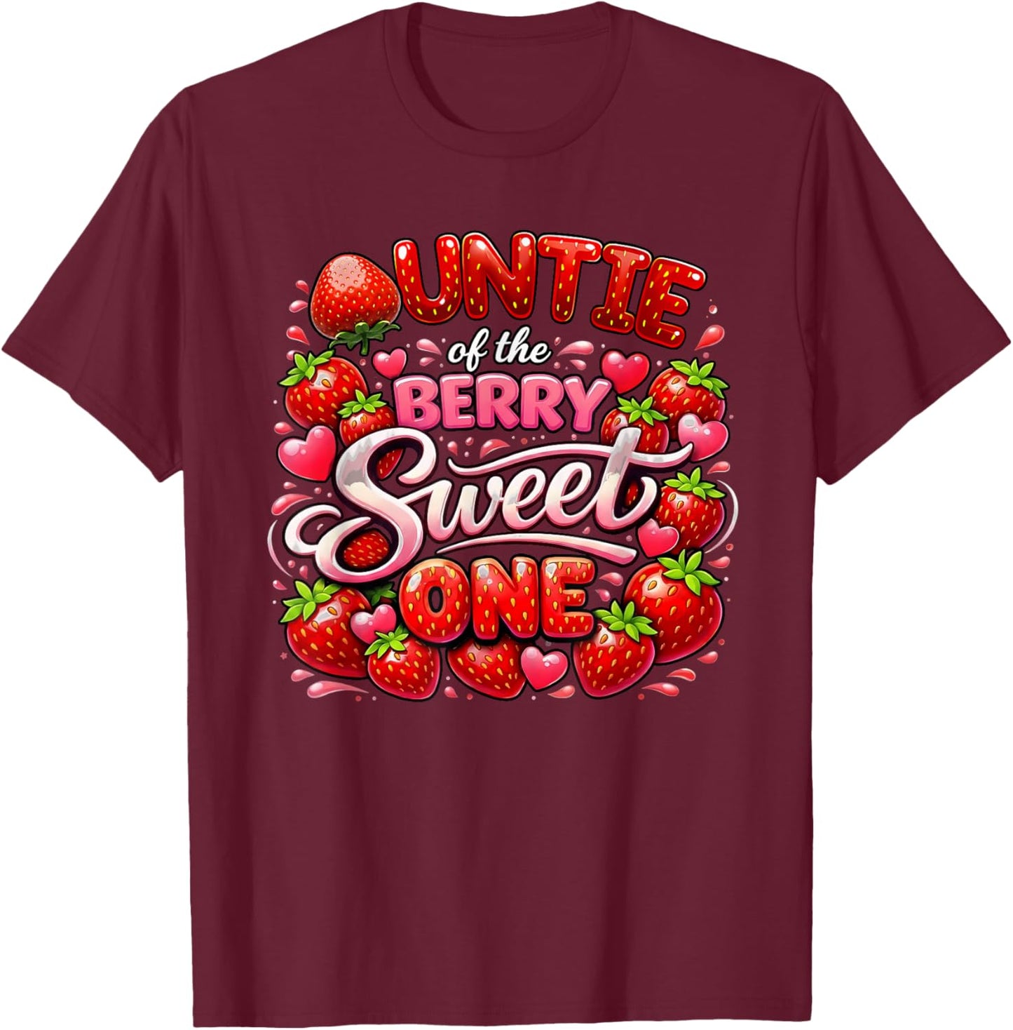 Aunt Auntie of The Berry Sweet One 1st Birthday Girl T-Shirt - T-Shirt | Maroon