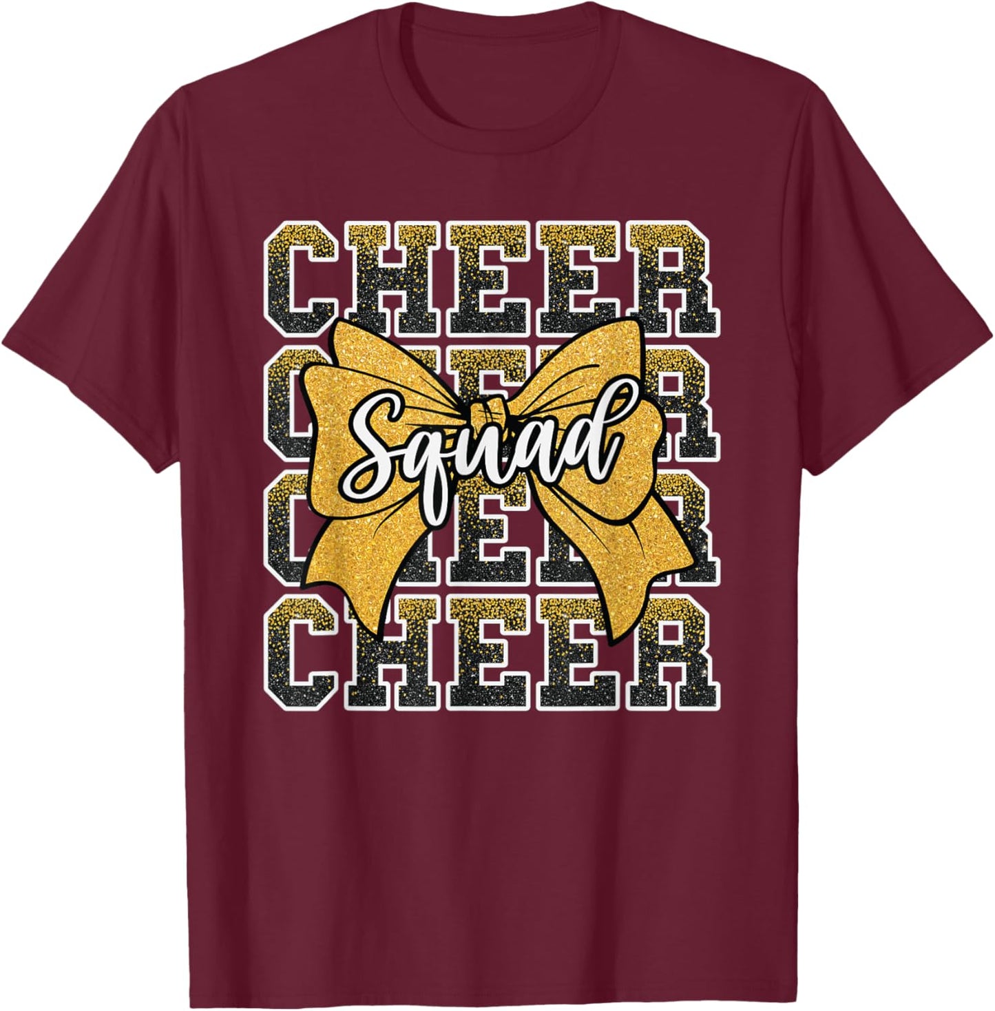 Yellow Cheer Squad Funny Sport Cheerleader Cheerleading Team T-Shirt - T-Shirt | Maroon