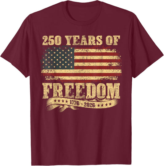 250 Years Birthday America USA 250th Anniversary 4th of July T-Shirt - T-Shirt | Maroon